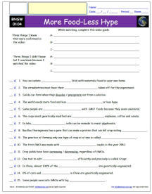 FREE Differentiated Worksheet for Bill Nye Saves the World * - More Food � Less Hype - Episode FREE Differentiated Worksheet / Video Guide